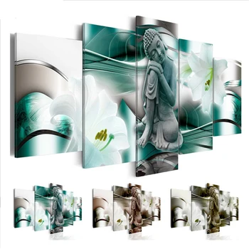 

Diy Diamond Painting 5Pcs Buddha Statue White Moth Orchid Flowers Full Square Cross Stitch Mosaic diamond embroideryZP-1990