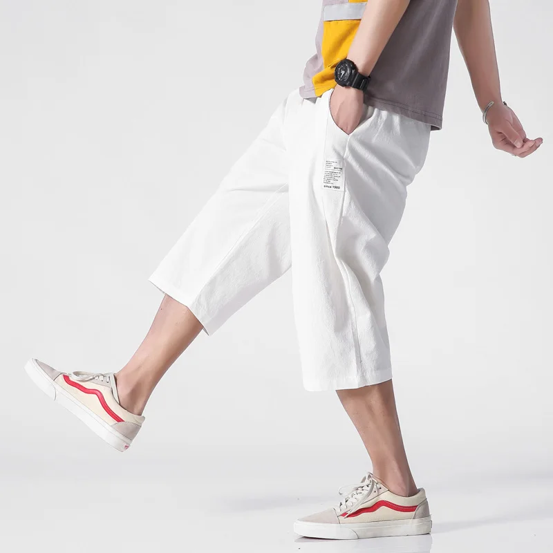 2019 Summer New Cotton Loose Thin Section Harem Pants Men's Elastic Waist Strap Fashion Style Pants Plus Size Men Pants Casual