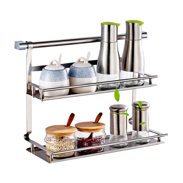 Guh Stainless Steel Kitchen Storage Rack Shelf Bathroom Double Guh Stainless Steel Kitchen Storage Rack Shelf Bathroom Double Layer E Jar