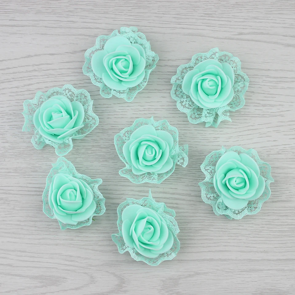 50Pcs Artificial Foam Lace Rose Peony Flower Heads Bulk Craft for Wedding Christmas Party Decor