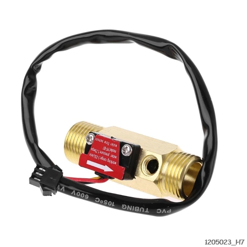 

G1/2" Brass Hall Flow Rate Meter NTC Temperature Measurement Water Flow Sensor Meter