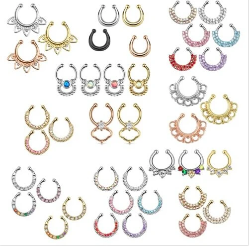 

2015 Special Offer Limited Trendy Plant Piercing Ombligo Belly Button Rings 12pc Nose Piercing Septum Fake Ring Clip On Hanging