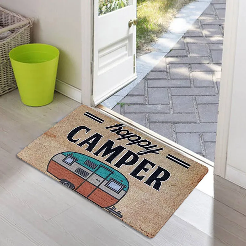 Happy Camping Door Mat Entrance Floor Rug Bathroom Pad Non Slip Carpet Home Decor HG99Mat