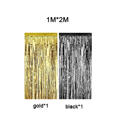 Индивидуальное украшение на день рождения, Черное золото, 18, 30, 40, 50, 60, 70, для девочек, украшения для дня рождения, для взрослых, Висячие завитки, набор, сделай сам - Цвет: backdrop curtain
