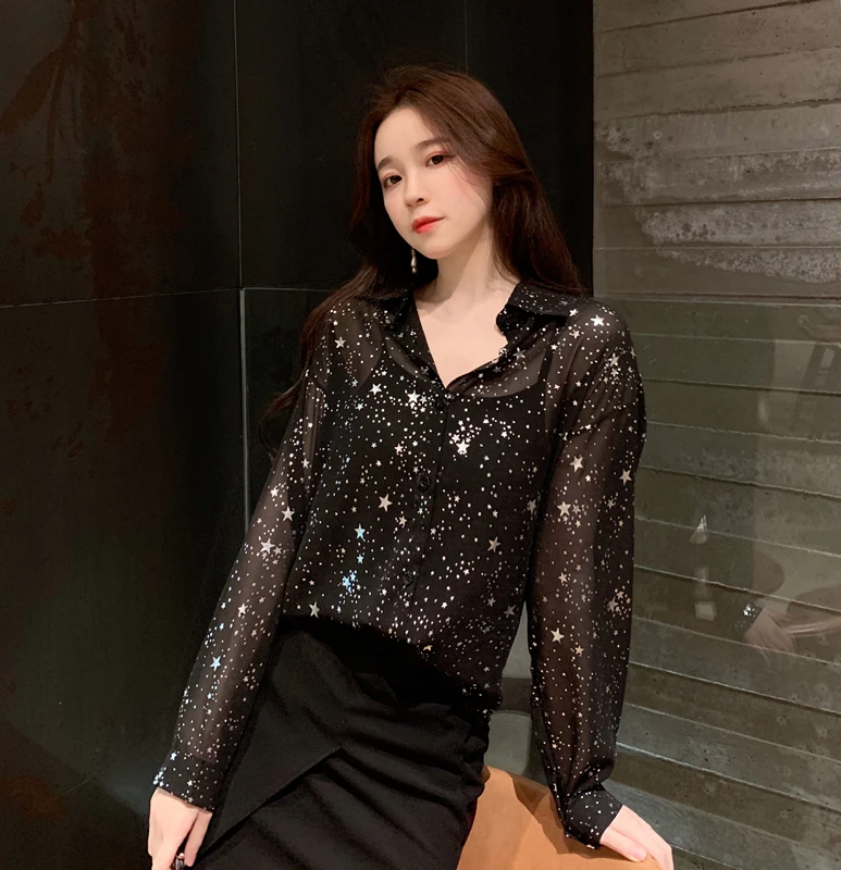 Корейская модная одежда, шифоновая блузка, женские топы, блузки, рубашки с длинным рукавом, белая блузка, женские Топы harajuku 2780 50