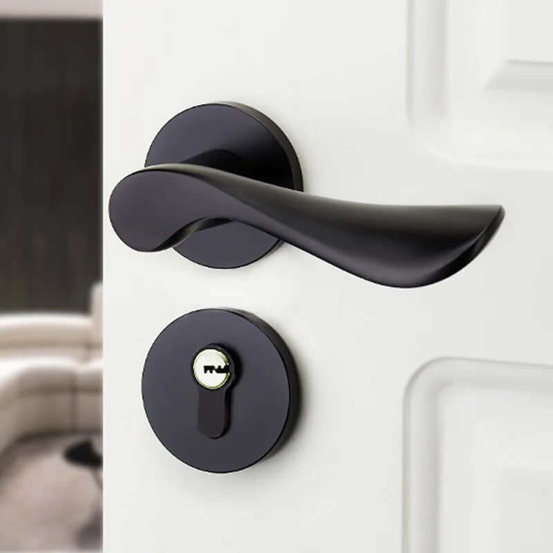  Bedroom Aluminium Alloy Mechanical Lock Continental Indoor Minimalist interior door handle lock Sec - 32947455988