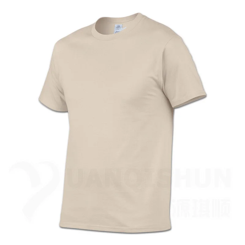 YUANQISHUN Fashion Brand Solid Color T-shirt High quality Men's Cotton Tshirt 17 Colors Unisex Casual Short sleeves Tops Tees - Цвет: Sand color