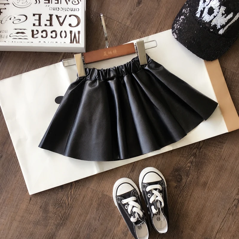 

2019 new spring autumn Girls Kids leather skirt comfortable cute baby Clothes Children Clothing