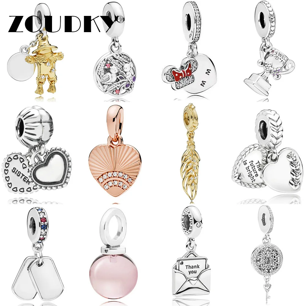 

NEW 100% 925 Sterling Silver Bright Seeds Heart Charm Scarecrow Clear CZ Fit DIY Original Pendant Bracelet Jewelry Necklace Gift