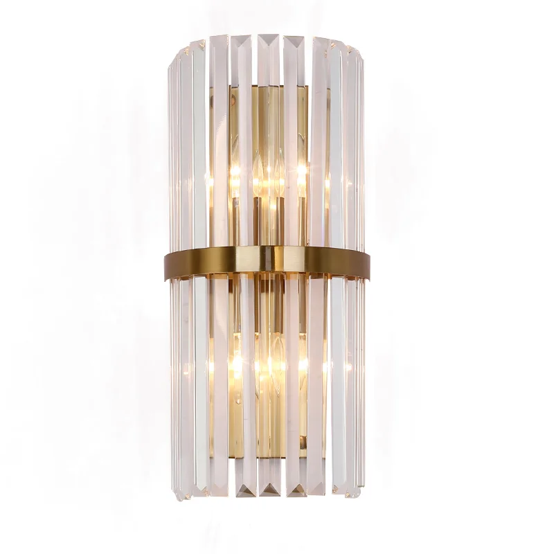 

ZYY American Country Style Living Room Luxurious Crystal Wall Lamp For Bedside Asyled Lighting LED Light Bulbs Ile Length30cm
