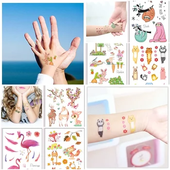 

Lion Flamingo Temporary Tiger Tattoo Stickers For Kids Children 3D Tattoo Stickers Elephant Mermaid Dinosaur Deer Fox Tatoo