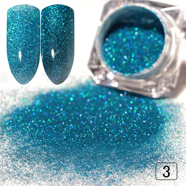 Color 3 1 коробка голографический блестящий для ногтей порошок пигмент хром Сияющий серебряный лак для ногтей Пыль для ногтей типсы дизайн ногтей Декоративный пигмент - Цвет: Color 3