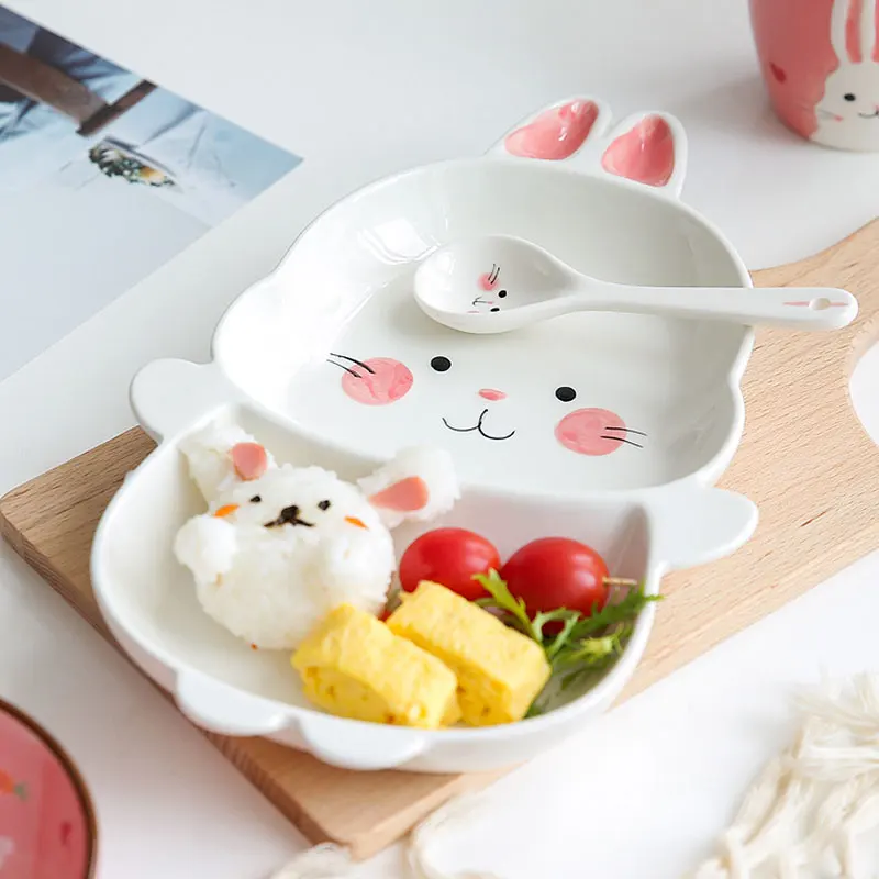 

dinner plates cute cartoon printed under glazed creative hand painted boys girls children breakfast eco-friendly ceramic plate