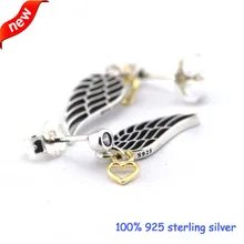 Compatible con la joyería europea amor y orientación pendientes de plata con CZ 925 joyas de plata DIY venta al por mayor 08E042