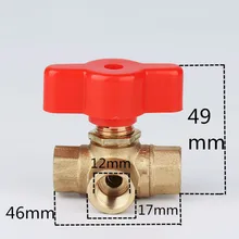 G1/4 male thread mini Brass Ball Valve T-type Three Way valve switch for car washing machine Copper Pipe Fitting Coupler Adapter