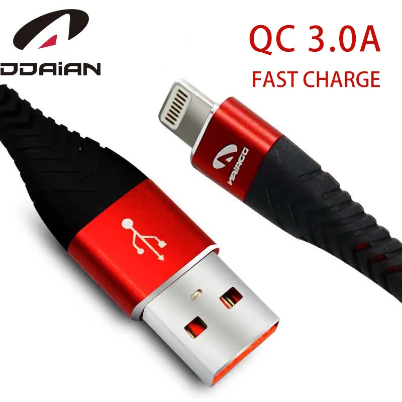 

Ddaian for Iphone Cable USB for iPhone X XR 8 6 6s 3.0A Quick Charge Usb Cable