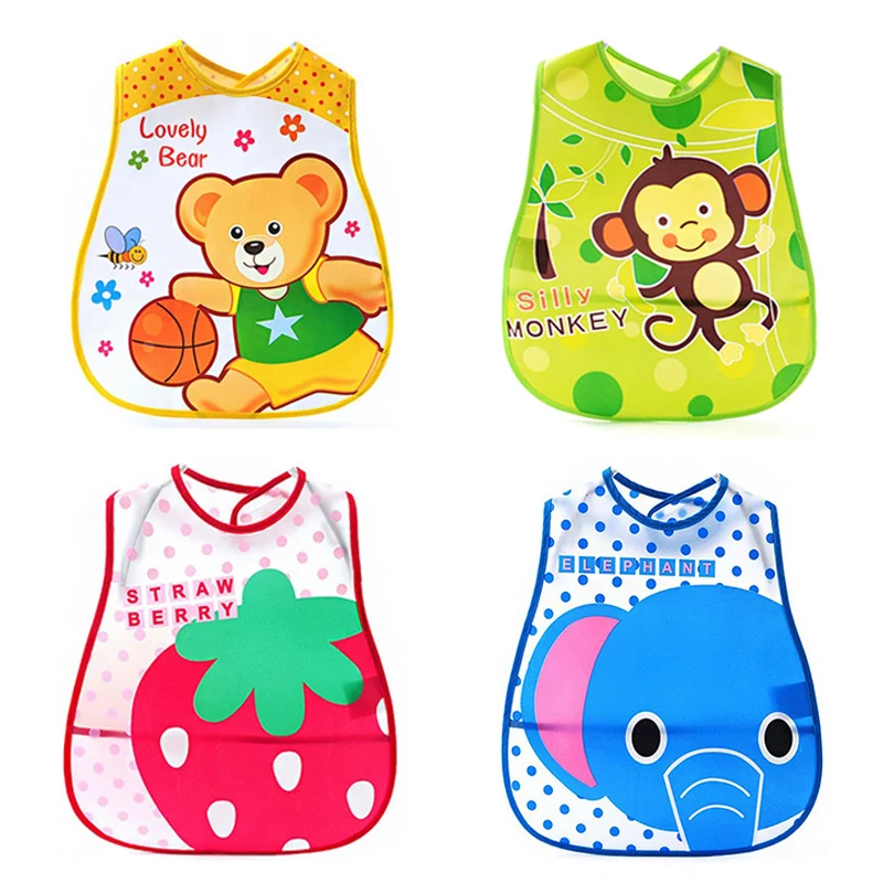 Adjustable Baby Bibs EVA Plastic Waterproof Lunch Feeding Bibs Baby