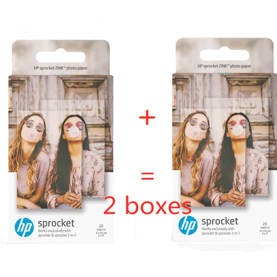 2 boxes (40 sheets)Sprocket original photographic paper pocket photo printer HP zink paste photo paper tape adhesive new Packing