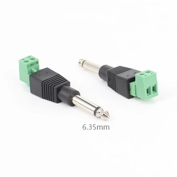 

6.35mm 1/4" Mono TS Male Plug To AV Screw Video Balun Terminal Adapter