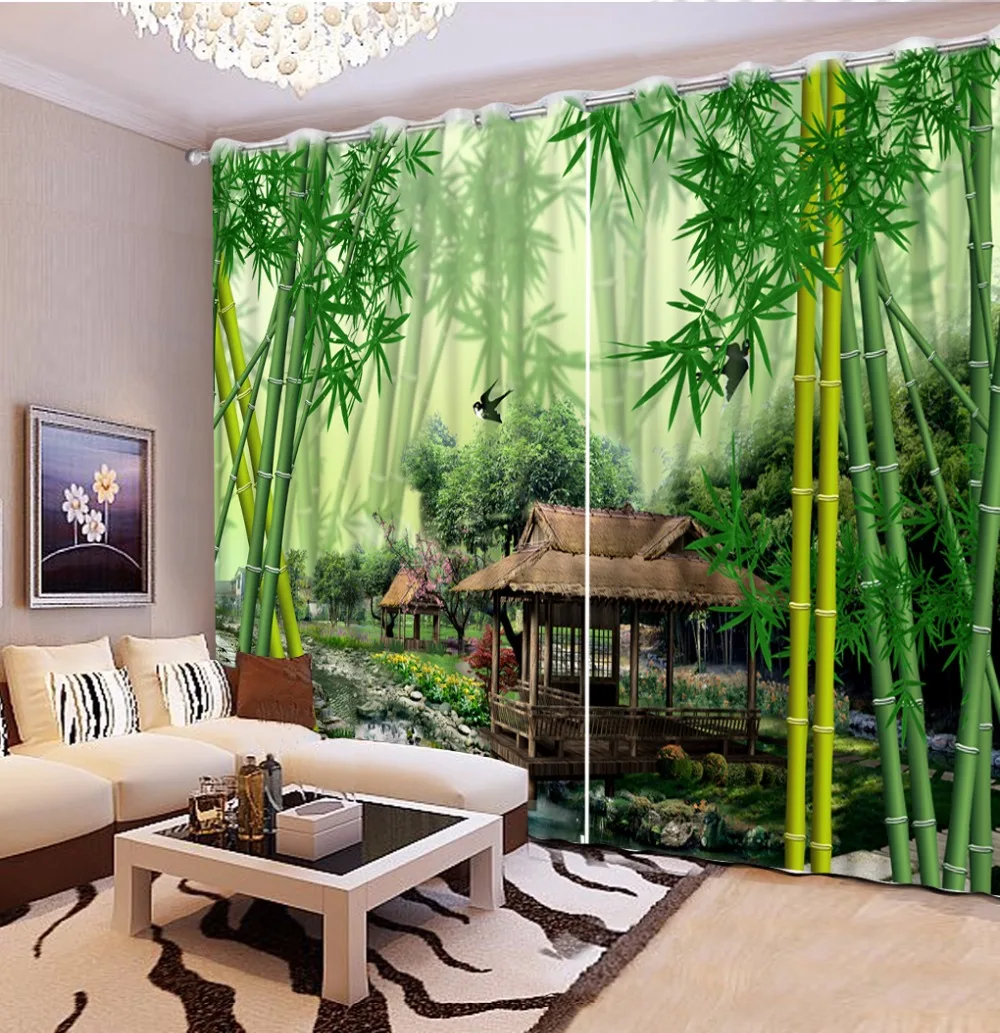 Window Treatments Printing Blackout Curtains For Bedroom Bamboo