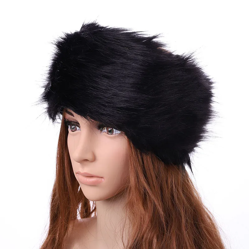 

Fur Hat For Women Natural Tick Fluffy Fur Hat Headband Russian Winter Thick Warm Ears Fashion Bomber Hat