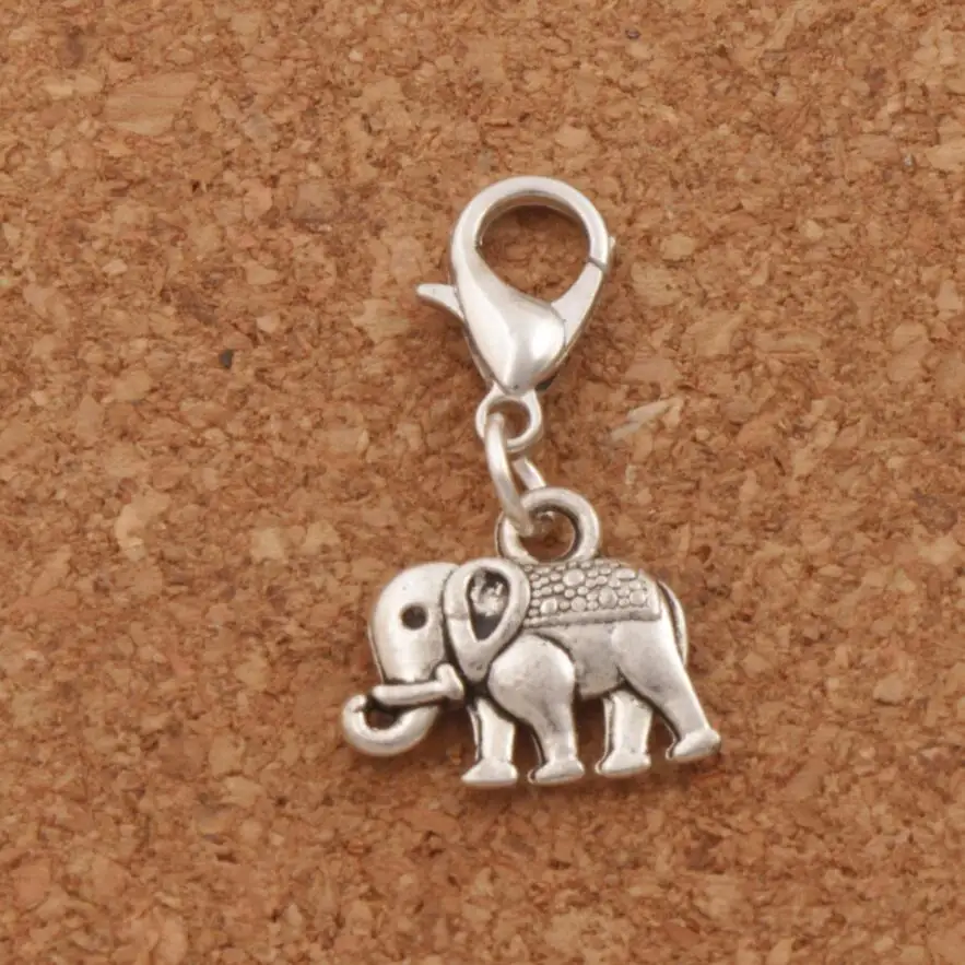 

Elegant Dots Elephant Clasp European Lobster Trigger Clip On Charm Beads 17PCS Antique Silver C1170 17x28 mm LZsilver