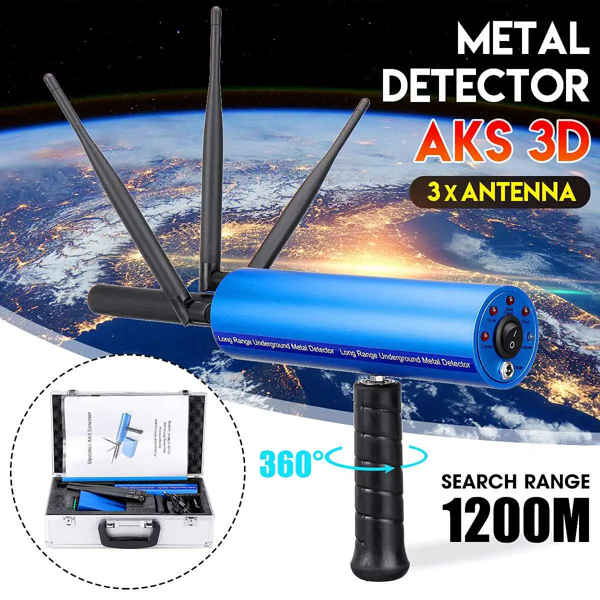 

Upgrade Mini Underground AKS Metal Detector 3 Antenna Handhold Gold Detector Long Range Portable Diamond Finder Treasure Hunter