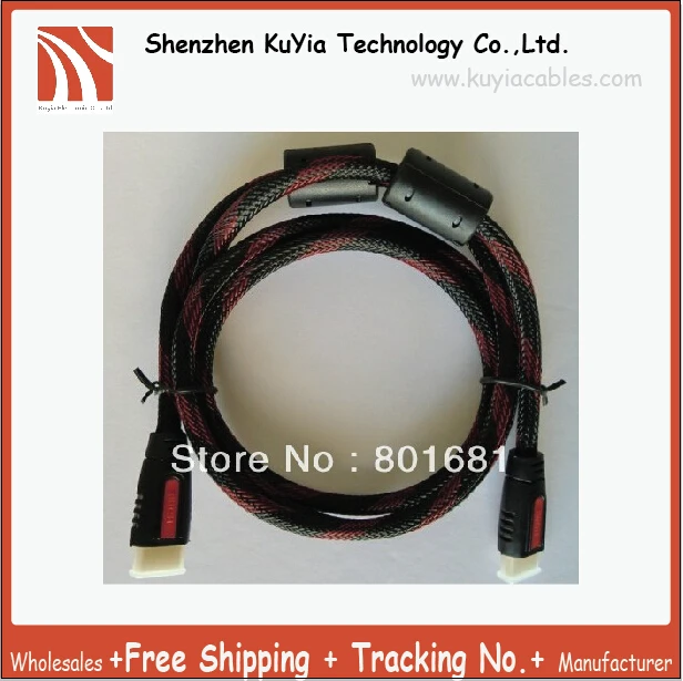 KUYiA gold plated 5ft 1.5m hdmi cable nylon cover and dual ferrite