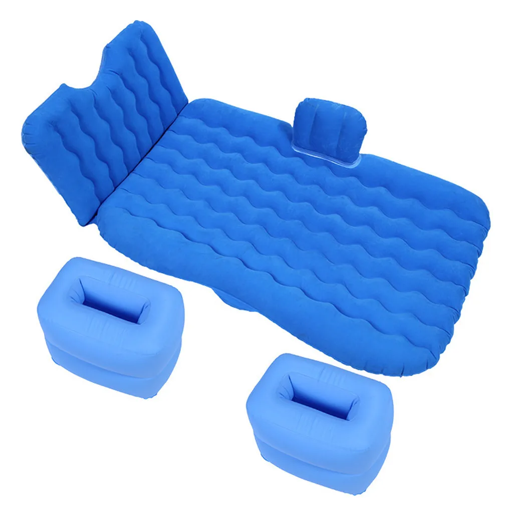 Franchise Car Travel Bed Camping Inflatable Sofa Automotive Air Mattress Rear Seat Cushion Rest Sleeping pad with Pillow/Pump - Название цвета: Синий