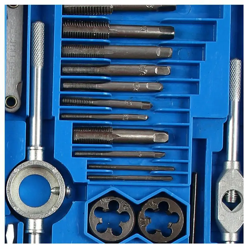 LIXF 40PC Professional Metric tap wrench and die set cuts M3-M12 bolts + storage case