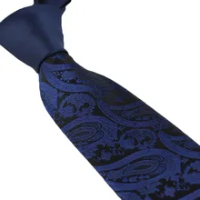 Coachella Галстуки ВМС Узел Контрастность ВМС с Королевский синий Пейсли галстук жаккарда формальный галстук 8.5 см