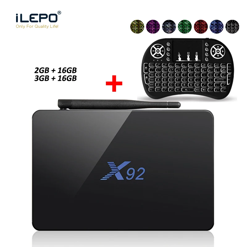 

iLEPO X92 Android 7.1 Smart TV Box Amlogic S912 64bit 2G/16G 3G/16G Support 2.4+5GHz Dual WiFi 1000M LAN BT4.0 4K H.265
