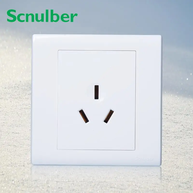white single three 3 pins 3p 250v 10A wall switch socket outlet | Обустройство дома