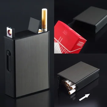 

New 20-pack metal cigarette case USB charged electronic lighter creative cigarette box cigarette holder