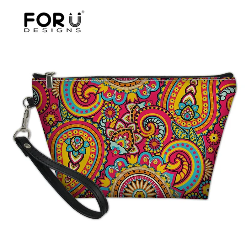 

FORUDESIGNS Women Cosmetic Bag Makeup Case Pouch Paisley Flower Pattern Casual Travel Organizer for Cosmetics Large Make Up Bag