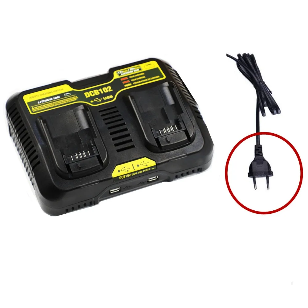 

Replacement Charger For Dewalt DCB105 DCB101 DCB102,DCB200,DCB201 12V-20V Max Li-ion Battery Fast Charging with Dual USB port