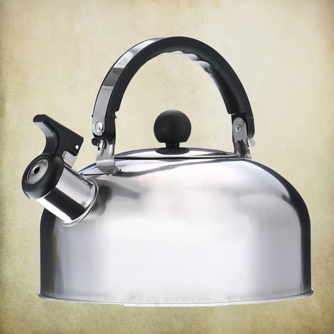 2000ML Stainless Steel Whistle Tea Kettle Water Pot Heat Assitant Handle Silver New