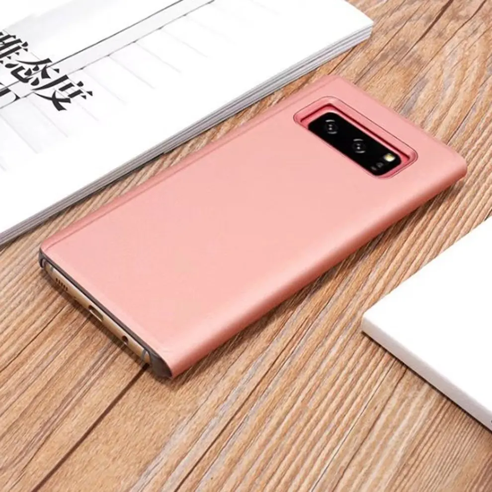 5 Pcs Pink Smart Mirror Clear View PU Leather Phone Case Flip Type 360 Degree Protective Cover Suitable for Samsung Note 8 |