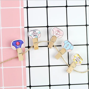 

10 pcs/lot Cute My secret Wood Clip Party decoration Clip with Hemp Rope Office Supply free shipping