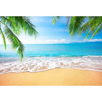 

Vinyl Photography Background Seaside Ocean Beach Blue Sky White Clouds Wedding Fotografia Backgrounds for Photo Studio G-229