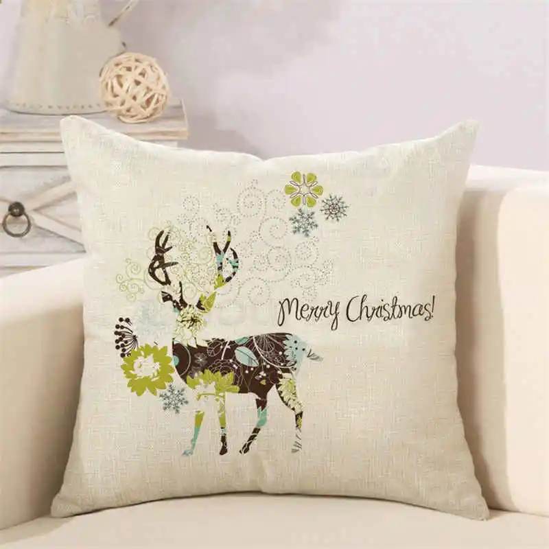 throw pillowcase merry christmas deer cushion cover (2)