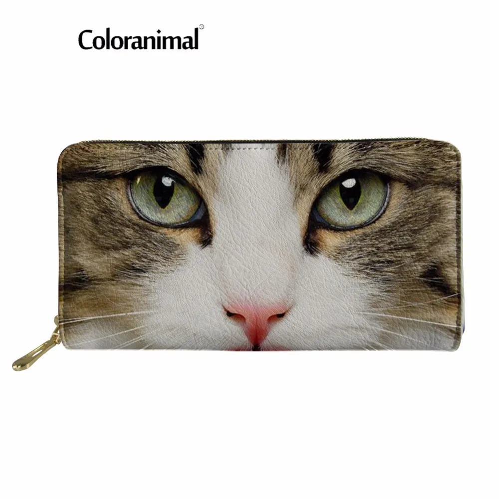 

Coloranimal Cute Cat Pattern Women Long Wallet 2018 New Women Handbags Coin PU Leather Wallets With Zipper Billetera De Mujer