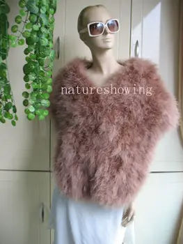 

170CM*45CMGenuine Real ostrich feather fur Scarf cape /brown