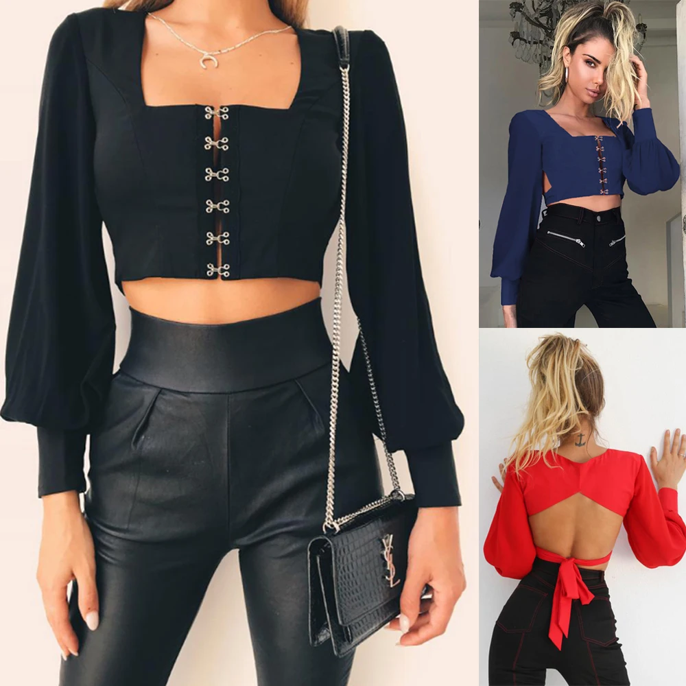 

Spring and summer new style Sexy women's chiffon top with open back straps European and American explosions