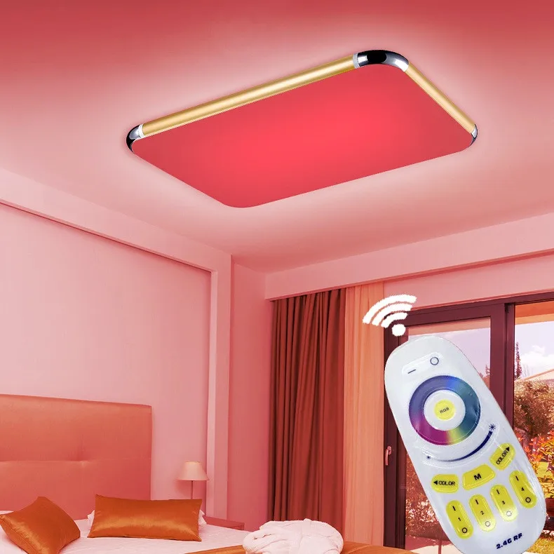 Новые светодиодные потолочные светильники, световые люстры, потолочные 2,4 г, Радиочастотный пульт, затемняемый цвет, меняющий лампу для гостиной, спальни