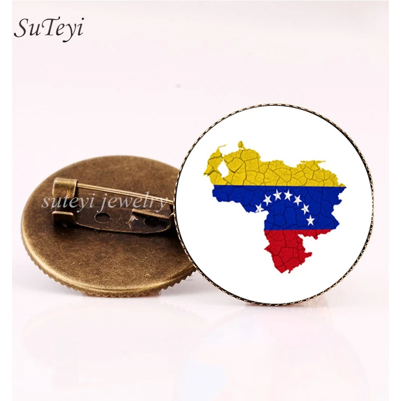 

SUTEYI Charm Uruguay/Chile Flag Badges Pins Brooch Suriname/Venezuela Glass Art Picture Brooches Clothes Accessory Jewelry Gift
