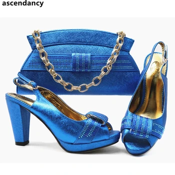 

New Fashion African Women Shoes and Bags Matching Set High Quality Women Shoes High Heel Wedding Shoe and Bag Sets Italian