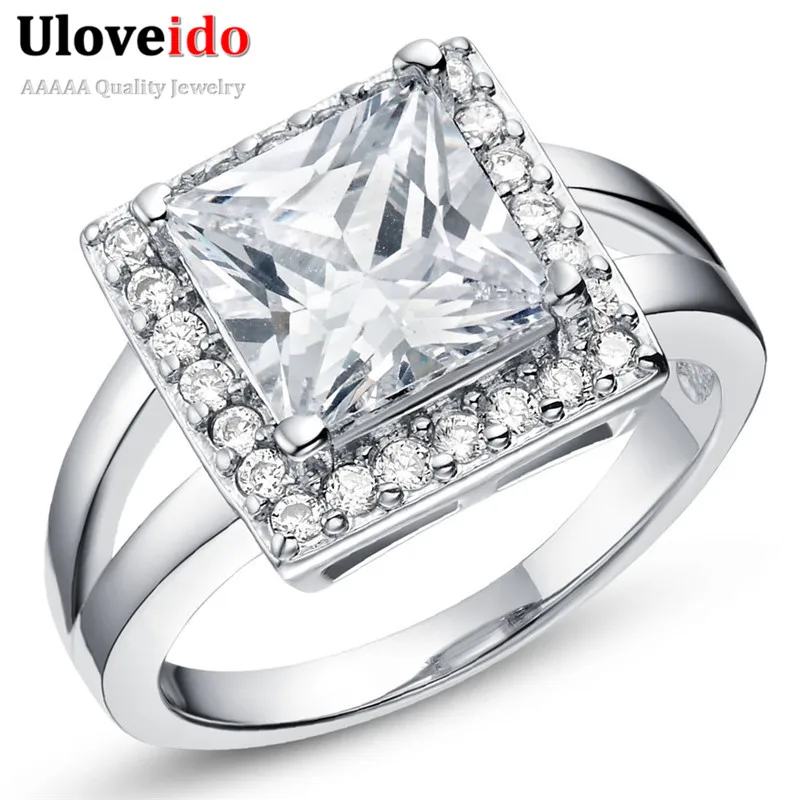 Женские обручальные кольца Anillos с большим квадратным фианитом модные ювелирные