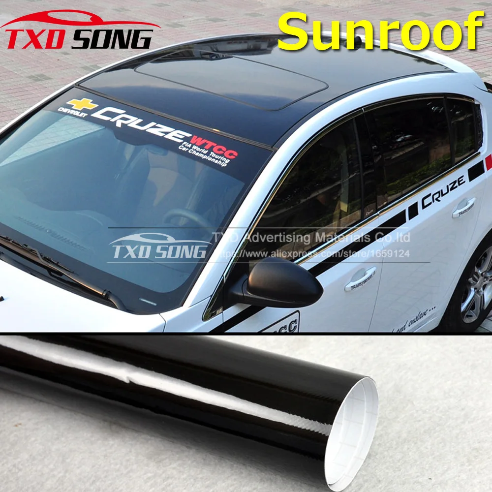 High glossy 3 Layers Sunroof Sticker Glossy black sunroof vinyl wrap