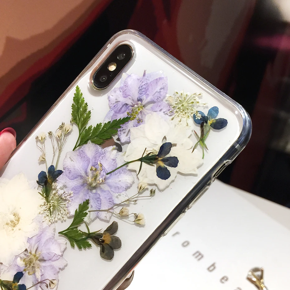 Qianliyao настоящий прессованный высушенный чехол для телефона с цветами для iPhone X XS Max XR 6 6s 7 8 Plus 11 Pro Max Чехол Мягкий ТПУ Прозрачный цветочный чехол